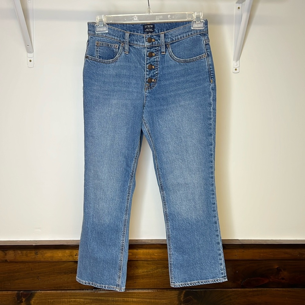 J. Crew Mid Rise Flare‎ Crop Jeans w/ Exposed Buttonfly- 27